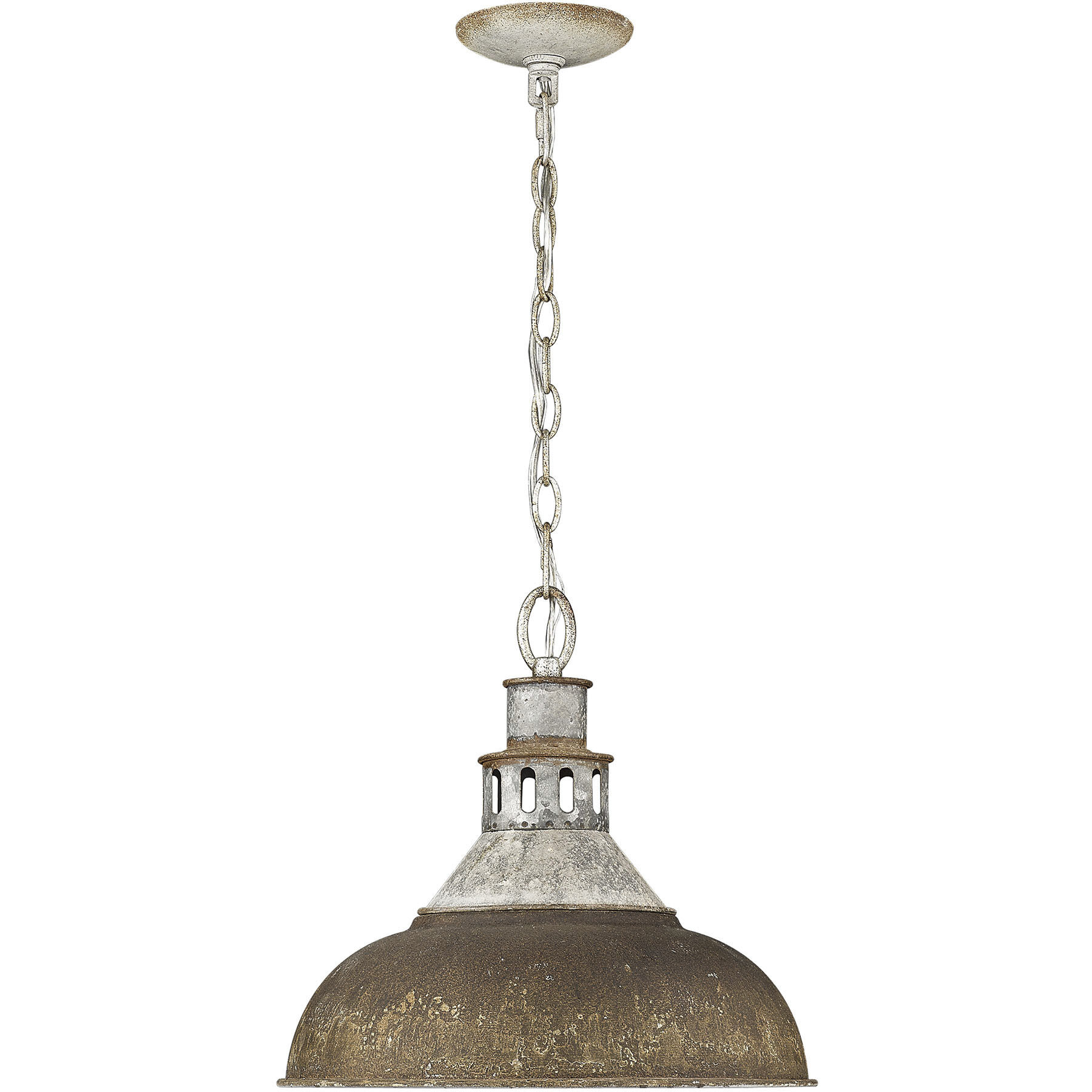 Kinsley 1 Light 14 inch Aged Galvanized Steel Pendant Ceiling Light in Rust Large